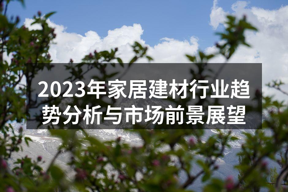 2023年家居建材行业趋势分析与市场前景展望